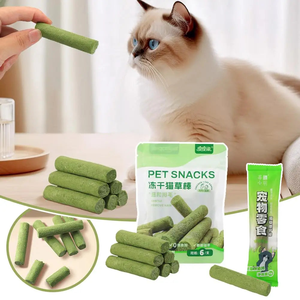 1/6pcs Cat Grass Teeth Grinding Stick Pet Snacks Hairball Baby To Cat Hair Eat Row Cat Ready Sticks Teeth Cleaning Removal K2W3